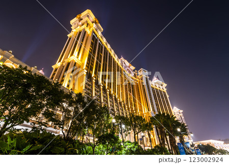 Night view of Galaxy Entertainment Group casino in Macau, China. Night view of Galaxy Entertainment Group casino in Macau, China. 123002924
