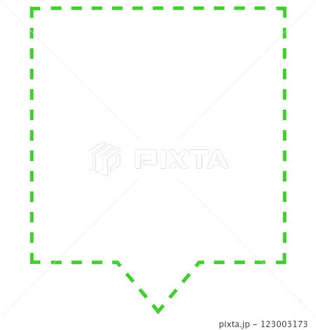 シンプルな破線の正方形フキダシ2（線画のみ・緑） 123003173