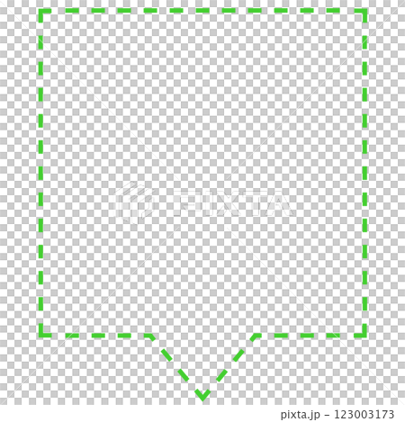 シンプルな破線の正方形フキダシ2（線画のみ・緑） 123003173