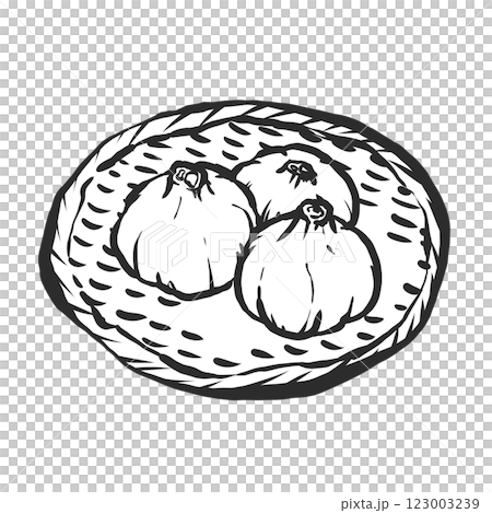 にんにくの手描き筆絵風イラスト 123003239
