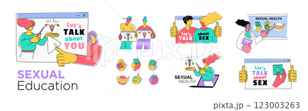 Sexual Education and Safe Sex Awareness Illustrated Concepts Sexual Education and Safe Sex Awareness Illustrated Concepts 123003263