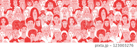 Diverse Women Portraits for International Women's Day Illustration 123003276