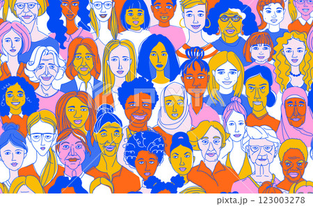 Diverse Women Portraits for International Women's Day Illustration 123003278