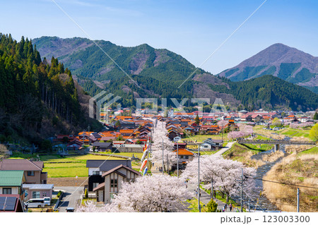 春の新庄宿俯瞰11　岡山県真庭郡新庄村 123003300