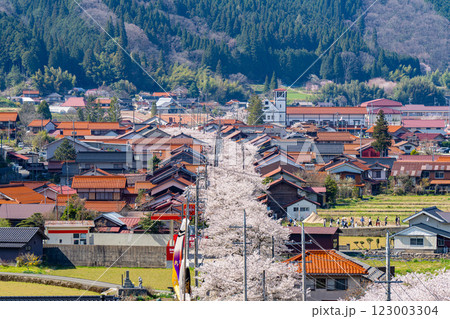 春の新庄宿俯瞰18　岡山県真庭郡新庄村 123003304