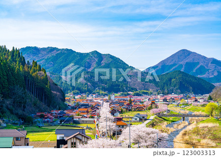 春の新庄宿俯瞰9　岡山県真庭郡新庄村 123003313