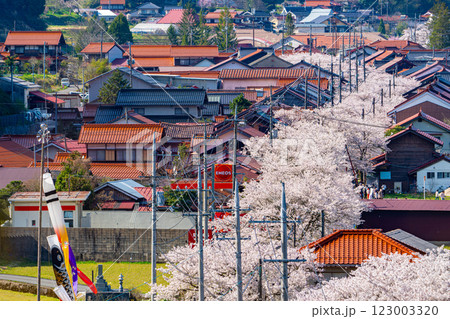 春の新庄宿俯瞰4 岡山県真庭郡新庄村 春の新庄宿俯瞰4 岡山県真庭郡新庄村 123003320