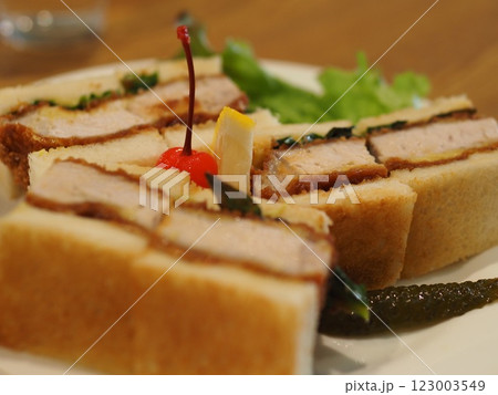 美味しそうな喫茶店のカツサンド 123003549