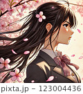 桜の花と女子高生 123004436