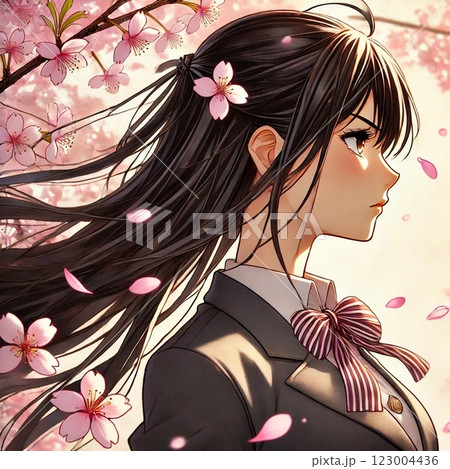 桜の花と女子高生 123004436