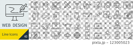 Webデザインに関する線画アイコンセット Webデザインに関する線画アイコンセット 123005023