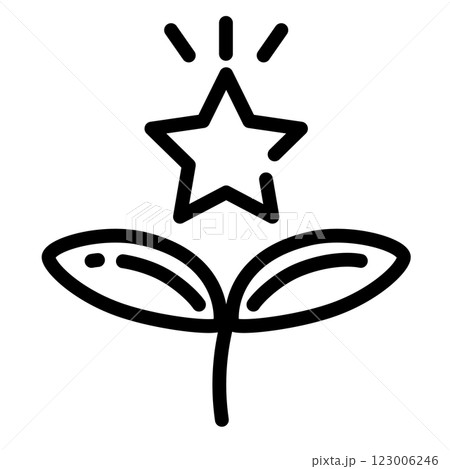 シンプルな芽生えと星のアイコン 123006246