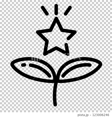 シンプルな芽生えと星のアイコン 123006246