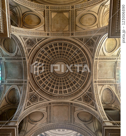 Ornate Ceiling of The Pantheon in Paris, France 123006890