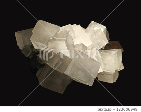 Halite Crystal Cluster in Macro View Halite Crystal Cluster in Macro View 123006949