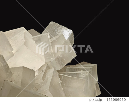 Halite Crystal Cluster in Macro View 123006950