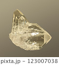 Detailed Close-Up View of Beautiful Clear Quartz Crystal Specimen on Light Background 123007038