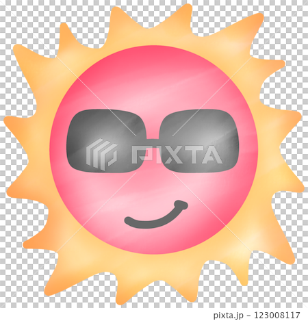 Cartoon sun wearing sunglasses Cartoon sun wearing sunglasses 123008117