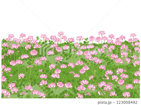 たくさんの花が咲いたれんげ畑 背景イラスト たくさんの花が咲いたれんげ畑 背景イラスト 123008492