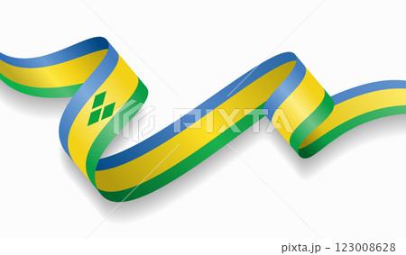 Saint Vincent and the Grenadines flag wavy abstract background. Vector illustration. 123008628