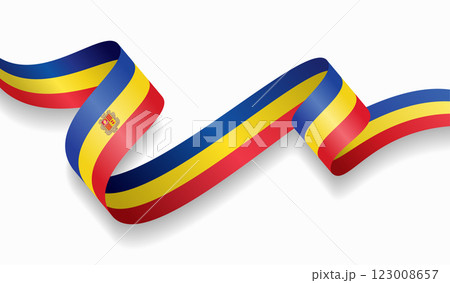 Andorran flag wavy abstract background. Vector illustration. 123008657