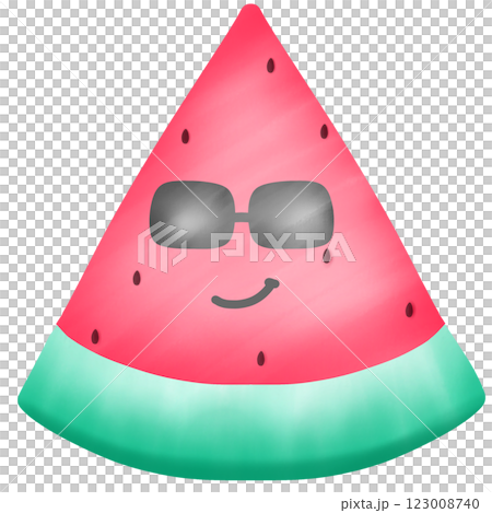 sliced watermelon piece wearing sunglasses sliced watermelon piece wearing sunglasses 123008740