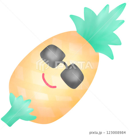 A vibrantly colored watercolor painting of a pineapple 123008984