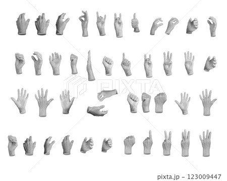Set of elderly female hands making various gestures, including thumbs up, OK sign, peace, victory, Set of elderly female hands making various gestures, including thumbs up, OK sign, peace, victory, 123009447