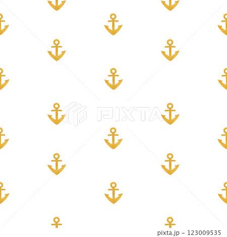 Anchor gold watercolor seamless pattern isolated on white. Hand painted art perfect for cards, wrapping paper, packaging, tickets, stationary tourism, travel, voyage design. Monochromatic clip art Anchor gold watercolor seamless pattern isolated on white. Hand painted art perfect for cards, wrapping paper, packaging, tickets, stationary tourism, travel, voyage design. Monochromatic clip art 123009535