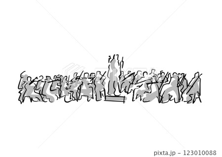 Abstract Sketch, Hand Drawing of Philharmonic Orchestra band with the conductor 123010088