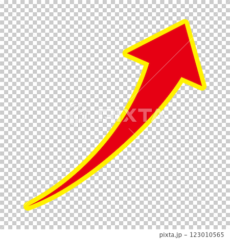 右肩上がりのシンプルな赤い矢印のイラスト 白背景 右肩上がりのシンプルな赤い矢印のイラスト 白背景 123010565