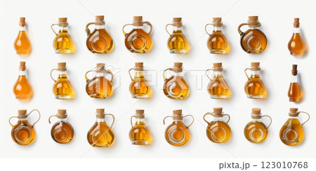 Olive and sunflower oil in the bottles 123010768