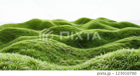 Green grassy hills isolated on white background 123010780