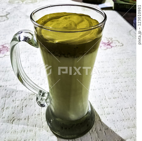 Dalgona Coffee in Glass Mug, Whipped Coffee Drink Stock Photography Dalgona Coffee in Glass Mug, Whipped Coffee Drink Stock Photography 123010981