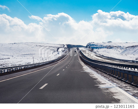 road of M1 highway in Shirak Province of Armenia 123011165