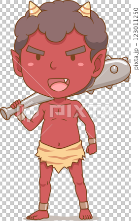 Cute cartoon of red demon in Japanese folklore. Cute cartoon of red demon in Japanese folklore. 123011250