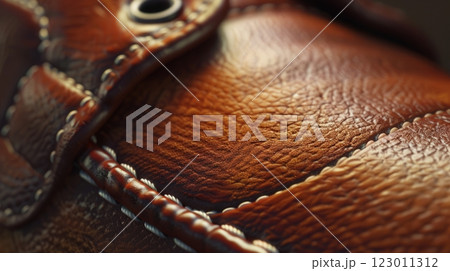 Detail Of Stitching On A Leather Shoe 123011312