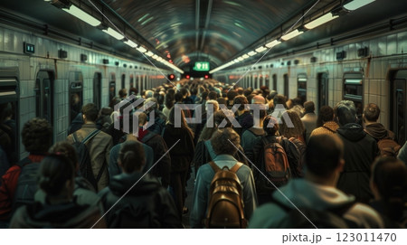 Rush Hour In A Subway Station 123011470