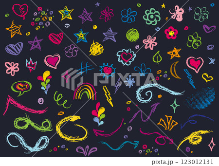 Colorful Hand-Drawn Doodles on Dark Background Colorful Hand-Drawn Doodles on Dark Background 123012131