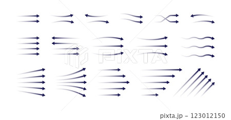 Air flow. Wind arrow icons. Blue light wave effect as fan direction. Conditioner breeze blowing. Water movement. Condition system. Airflow circulation. Cooling stream. Vector symbols set Air flow. Wind arrow icons. Blue light wave effect as fan direction. Conditioner breeze blowing. Water movement. Condition system. Airflow circulation. Cooling stream. Vector symbols set 123012150