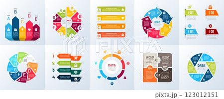 Business diagram. Graph chart, health medical cycle or circle business presentation isolated colorful elements, growth collection. Minimal style design. Typographic collection. Vector concept 123012151