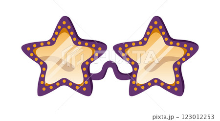 Star-shaped sunglasses with purple frame and glowing details 123012253