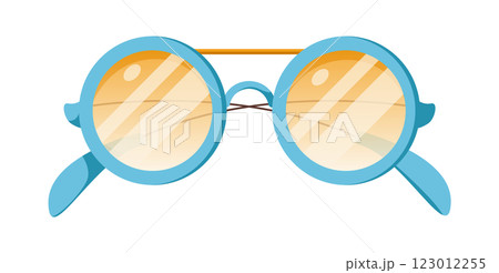 Round blue sunglasses with a golden bridge and gradient lenses 123012255