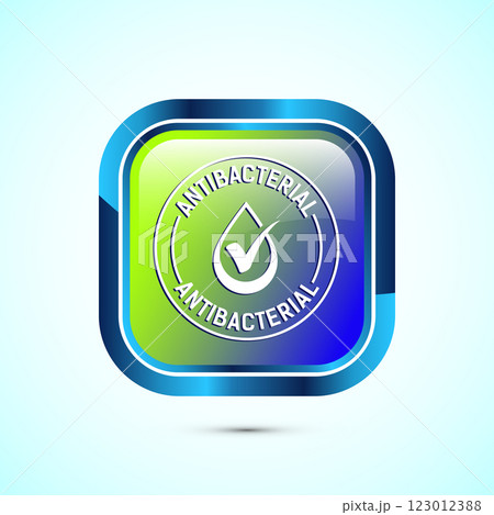 Antibacterial icon design illustration, Hygiene label symbol for product packaging, Button design 123012388