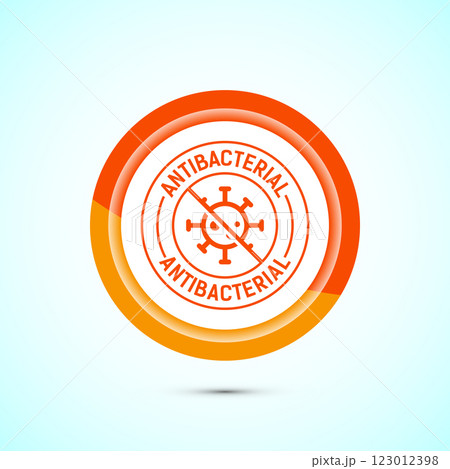 Antibacterial icon design illustration, Hygiene label symbol for product packaging, Button design 123012398