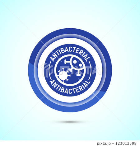 Antibacterial icon design illustration, Hygiene label symbol for product packaging, Button design 123012399