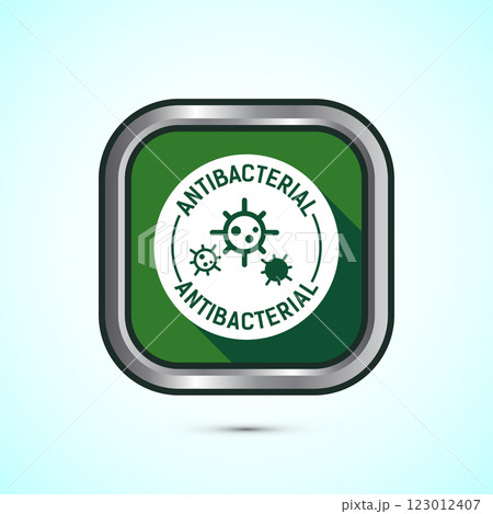 Antibacterial icon design illustration, Hygiene label symbol for product packaging, Button design Antibacterial icon design illustration, Hygiene label symbol for product packaging, Button design 123012407