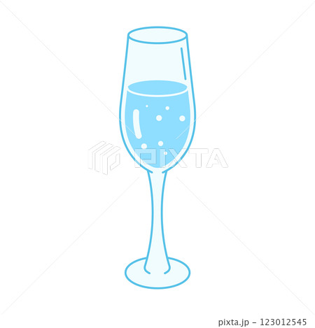 Tall champagne flute filled with clear water Tall champagne flute filled with clear water 123012545
