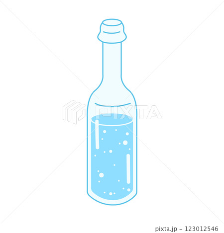 Glass bottle with cork filled with fresh water 123012546