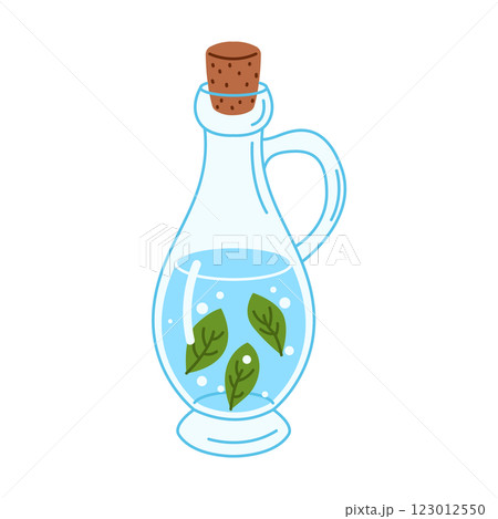 Jug of fresh water with green leaves infusion Jug of fresh water with green leaves infusion 123012550